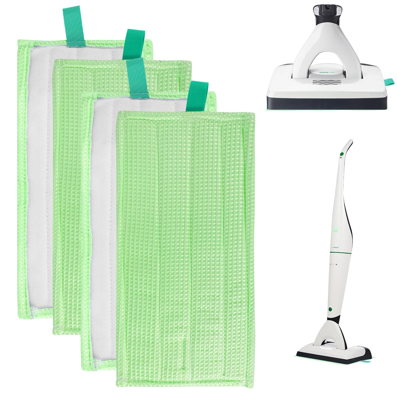 4 Stück Mopp-Ersatztuch für Vorwerk SP600, MF600 Saugwischer, Reinigungstuch Ersatztuch kompatibel mit Vorwerk Saugwischer, Wiederverwendbares und Waschbares Mikrofaser Mopptuch