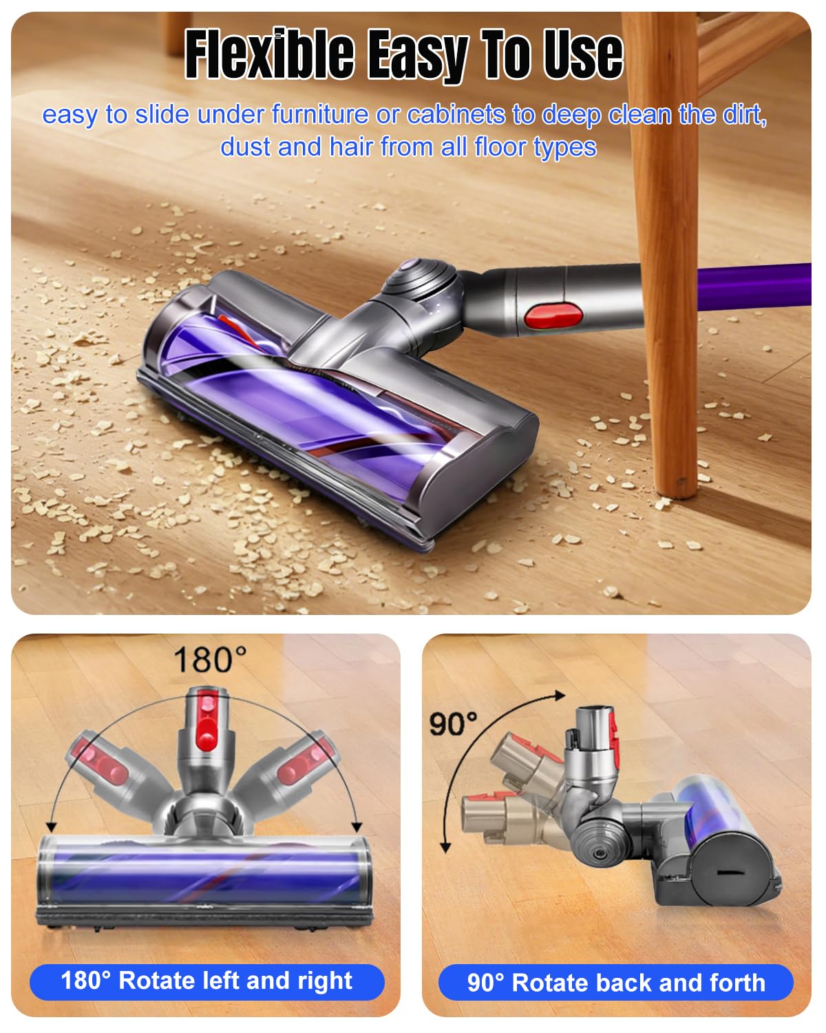 Chuancheng Cepillo Motorizado para Dyson V7 V8 V10 V11 V15 SV10 SV11 SV12 SV14 Aspiradoras, Cepillo de Cabezal Limpiador de Cabezal de turbina para Suelos Duros