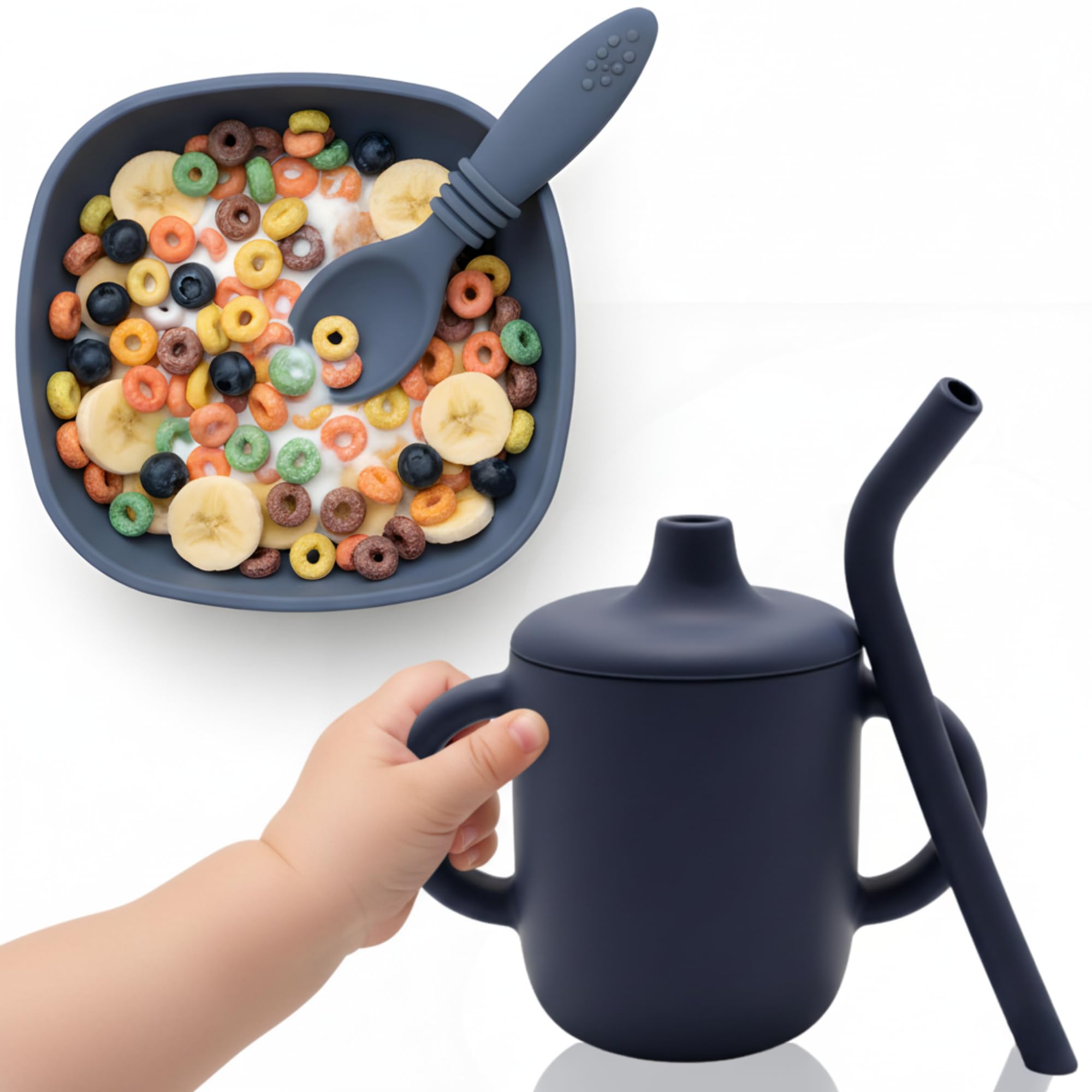 Babykins Baby Feeding Set for Toddlers – Silicone Bowl, Color Changing Spoon, Sippy Cup – Food Grade BPA-Free, Dishwasher Safe, Baby Led Weaning Essentials for Babies & Toddlers-image-28