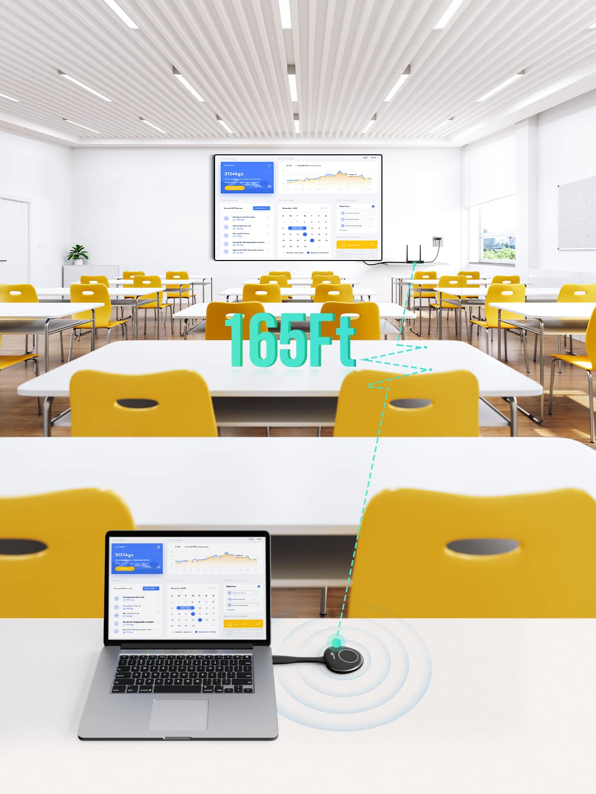 Trasmettitore e Ricevitore Wireless HDMI 4K, YEHUA 5G Wireless HDMI Extender Kit, 164FT/50M Streaming Video/Audio da Fotocamera, Laptop, Blu-ray a Monitor, Proiettore Adatto per Scuola Chiesa Ufficio