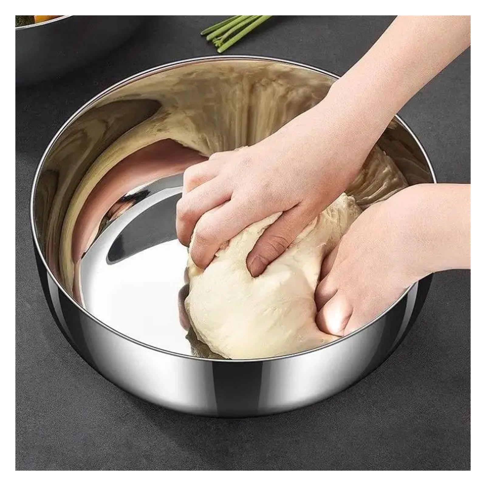 Cuenco Redondo de Acero Inoxidable for Mezclar, Cuenco Cocina Resistente al óxido(2pcs Silver)