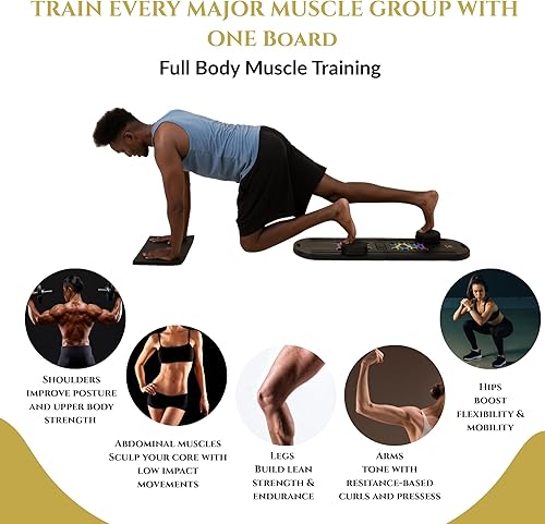 Miniatura 4 de 7-in-1 Pilates Reformer Board, Portable Pilates Board Foldable Pilates Reformer Equipment with Timer for Home Workouts with Resistance Bands Core