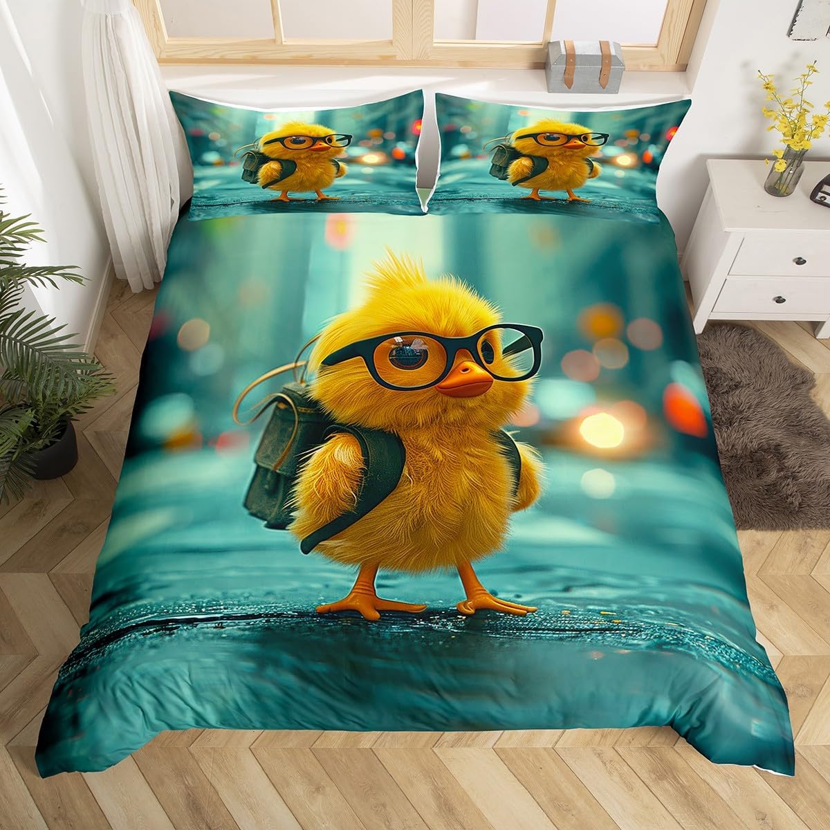 Feelyou Wolf Bedding Set Twin Size, Wolf Animal Duvet Cover Kids Boys Girls Wild Wolf Comforter Cover Kids Wolf Bedspread Cover Soft Quilt Cover 2Pcs(No Comforter)