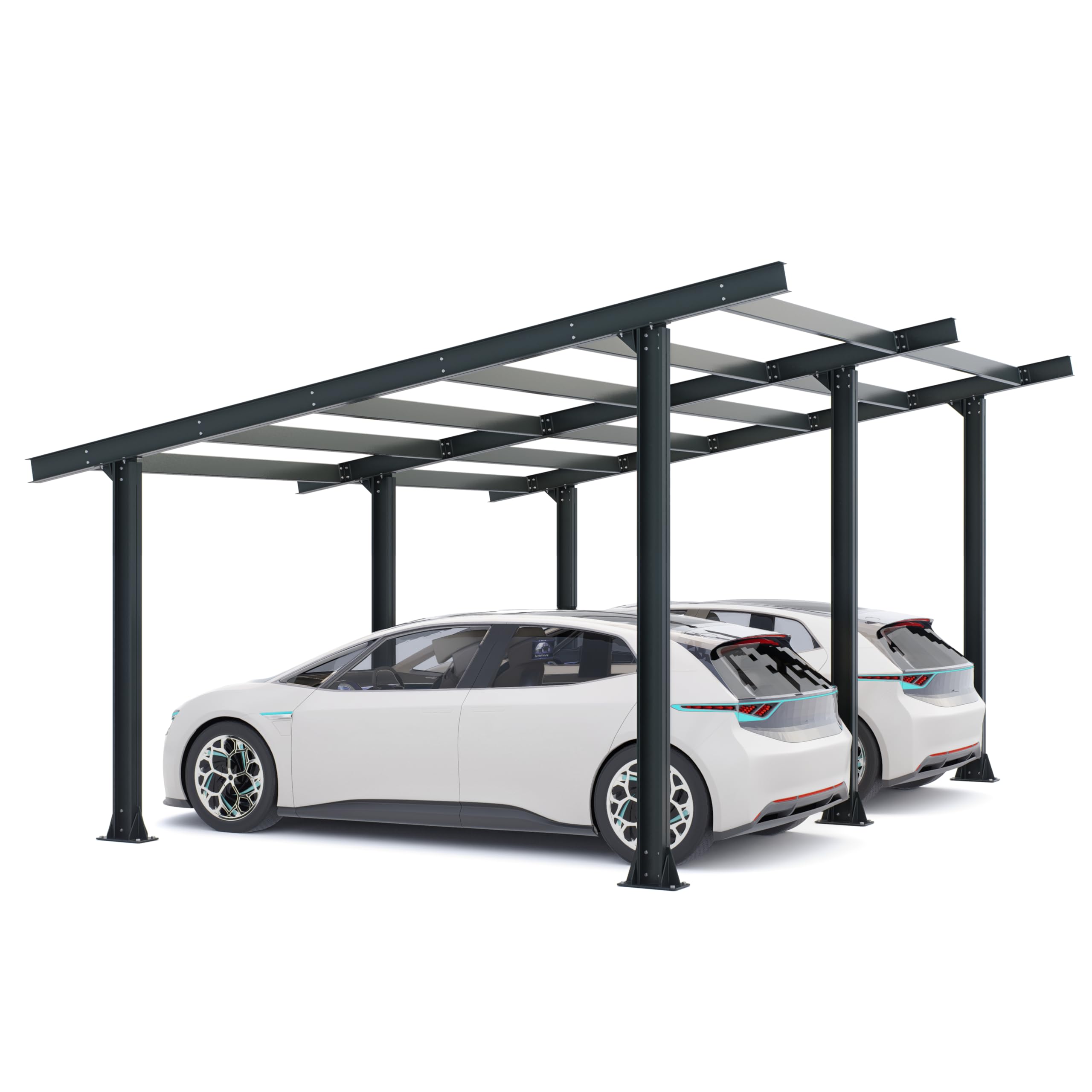 Pensilina per Auto, Todome, Acciaio, Grigio Antracite, modello 05 Struttura Carport - (2 Posti)