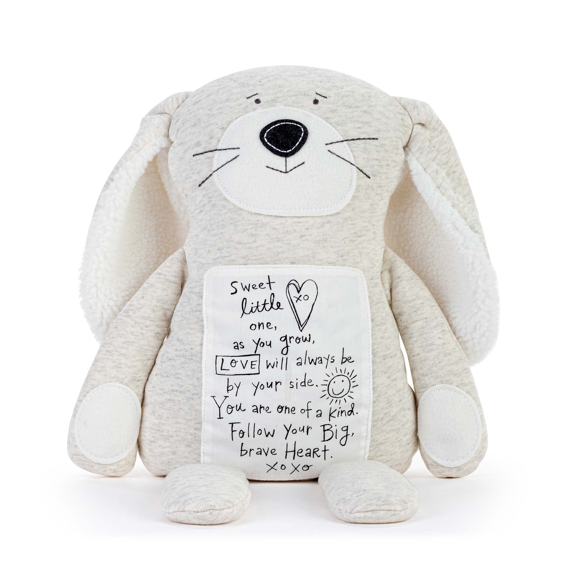 DEMDACO Poetic Threads Sweet Little One Grey and White 13 Inch Stuffed Plush Animal Bunny Grey