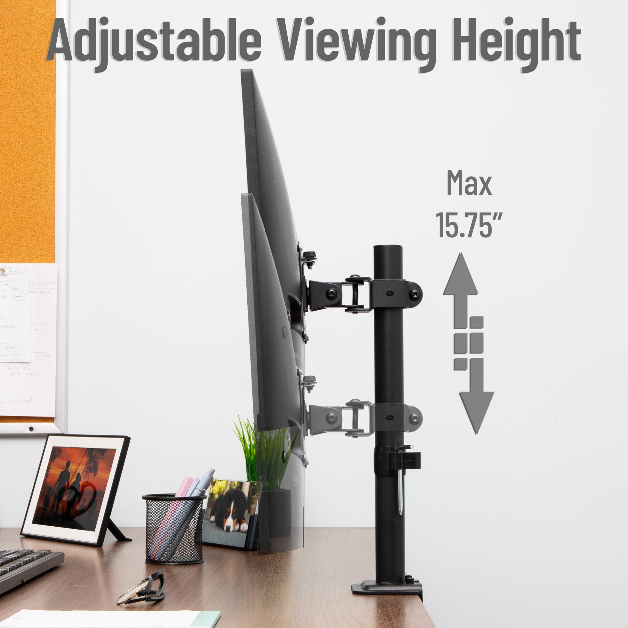 Mind Reader Supporto da scrivania per monitor singolo per schermi da 13"-32", VESA 75x75/100x100, rotazione di 180°, orientabile a ±90°, inclinazione ±45°, capacità di carico 8 kg, gestione dei cavi