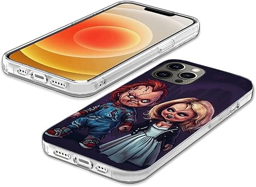 Miniatura 3 de maodege Funda de teléfono de película de terror de Halloween compatible con iPhone 14Plus Chucky Love y Tiff Bride TPU de goma de silicona suave a
