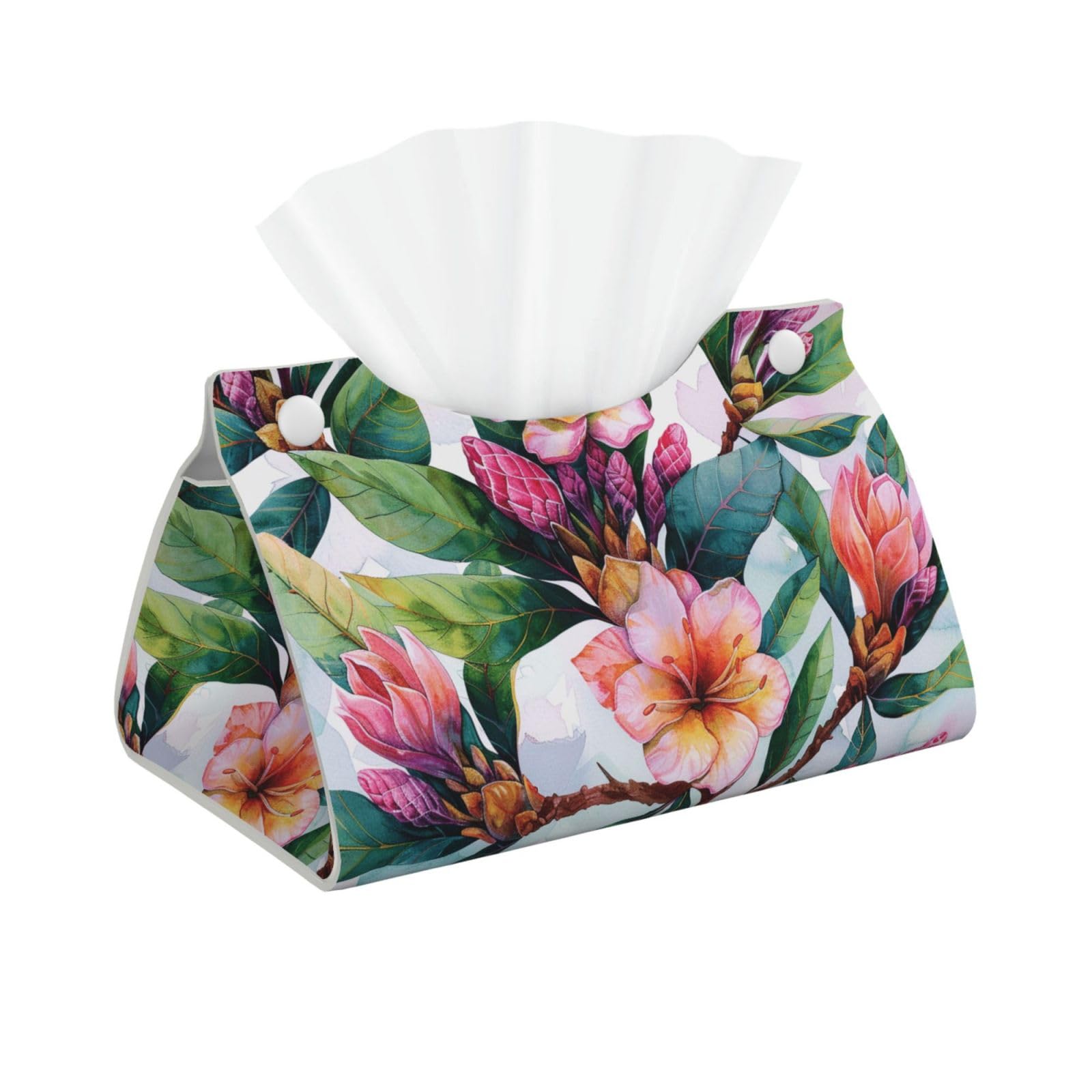 Hawaiian flower art print Print Tissue Box Cover Foldable Tissue Storage Box Leather Tissue Cube Box Holder for Living Room Bedroom Office Car Home Decor