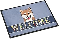 Vista 228 de Caroline's Treasures BB1449JMAT - Tapete de bienvenida de carlino negro, 24 x 36 pulgadas, tapete azul para puerta delantera, para interiores