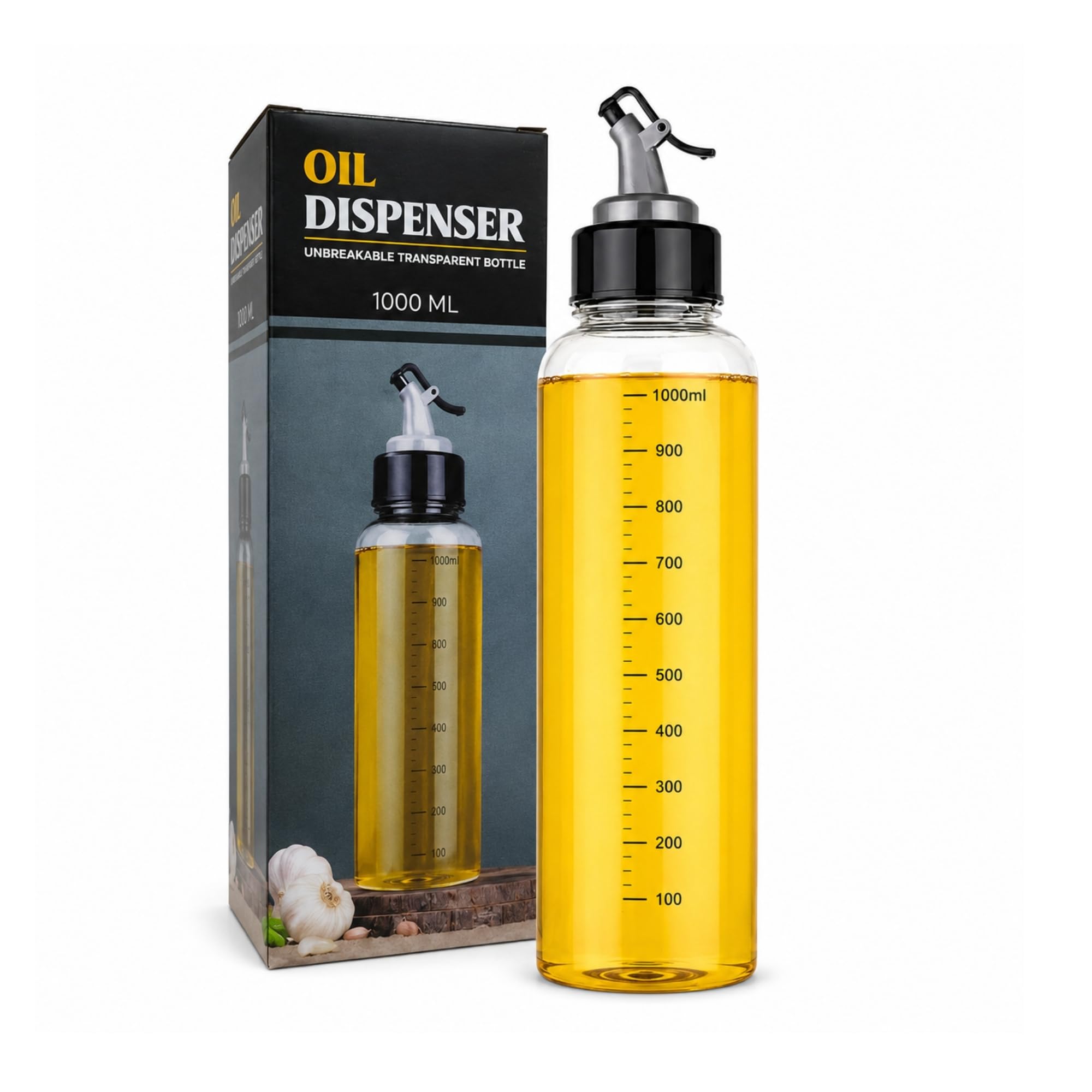 1000 ml Plastic Oil Dispenser Bottle | Leakproof Oil Pourer for Olive Oil, Vinegar, Cooking Oil, Kitchen & Dining SET OF 1-image-38