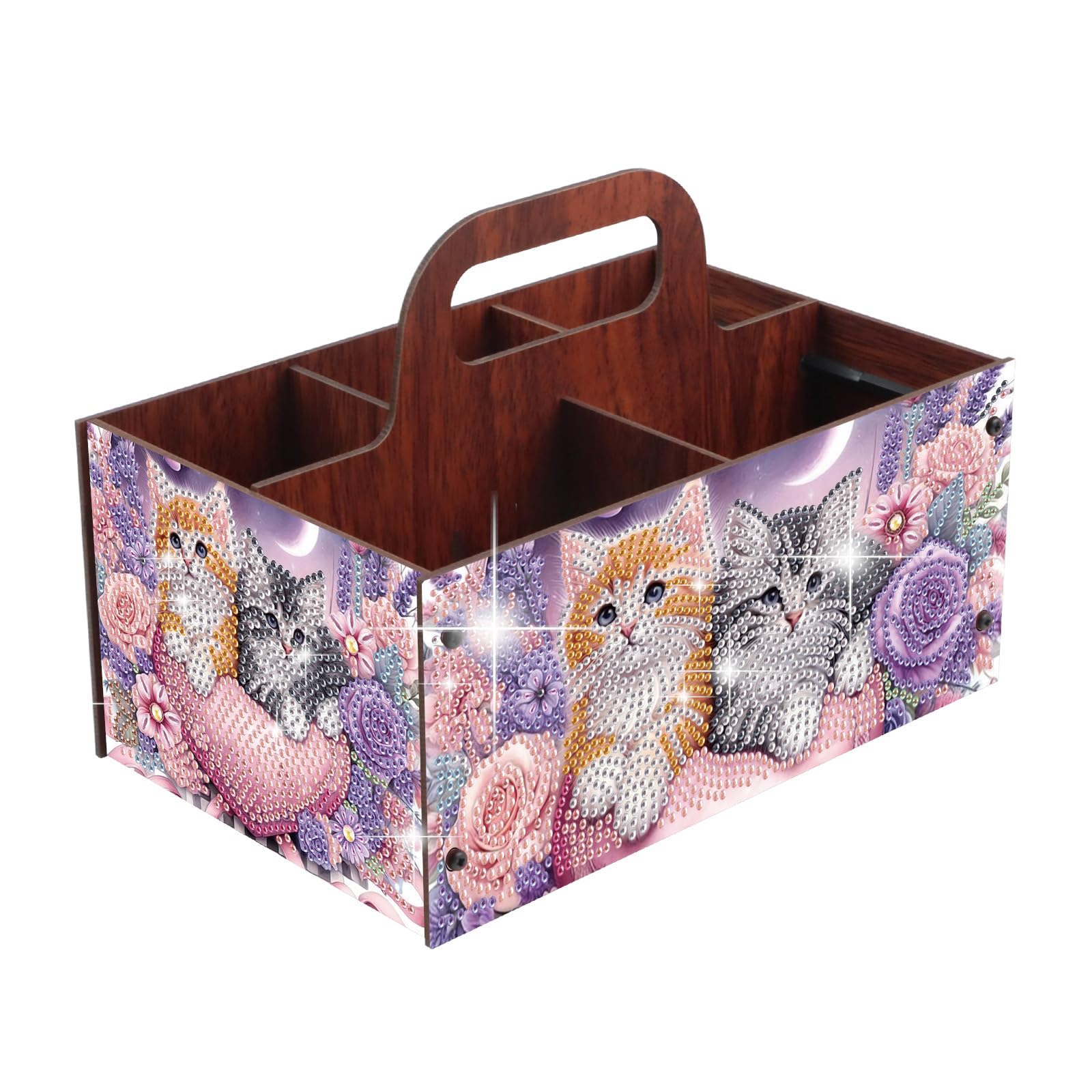 Panier Rangement Broderie Diamant Chat pour Bureau et Loisirs Créatifs