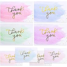 Thank You Cards Multipack, Gold & Watercolour, Festive Letter Writing Kit, Small Thank You Greeting Cards, 48 Blank Cards with Envelopes, Thoughtful Gifts for Friends Watercolor