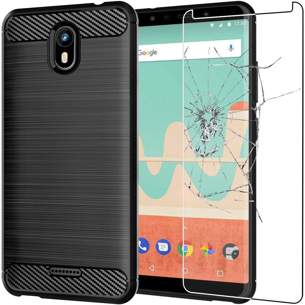 EbestStar Cover Effetto Carbonio Per Wiko View Max - Custodia TPU Morbida Antiurto, Leggera, Design Moderno - Nero