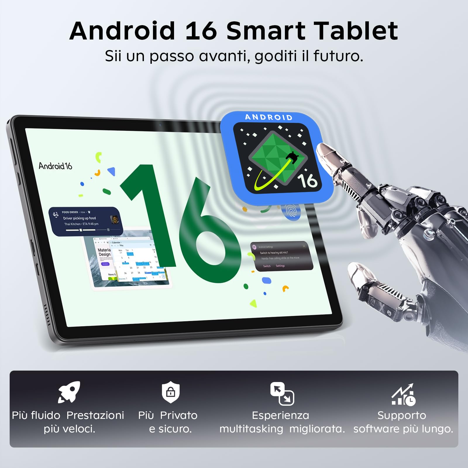 Raemond Tablet Android 16 da 11 pollici Gemini AI 24 GB RAM + 256 GB ROM (2 TB TF), tablet da gioco da 8000 mAh Unisoc T7250 Octa-Core, Widevine L1+16 MP+8 MP Tablet PC, 2,4 G+5 G WLAN GMS/Face ID/GPS