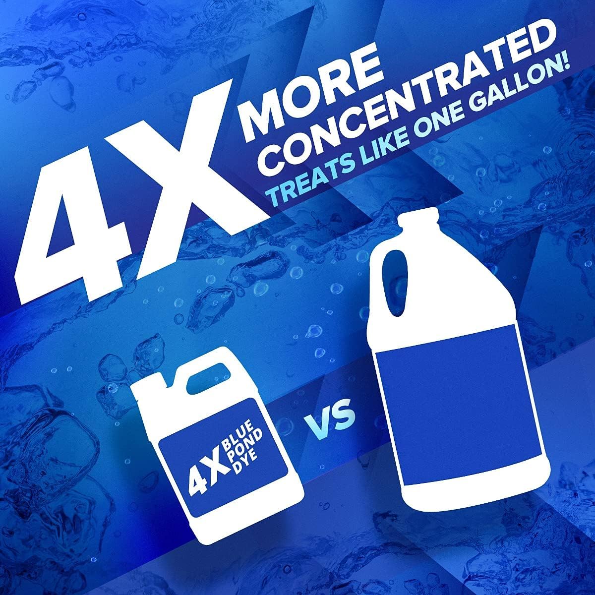 4X Blue Pond Dye - Transforms Murky Water to Natural Blue - Super Concentrated Lake & Pond Dye - Liquid Shade Treats Up to 1 Acre - Safe for Fish & Wildlife (32 oz)