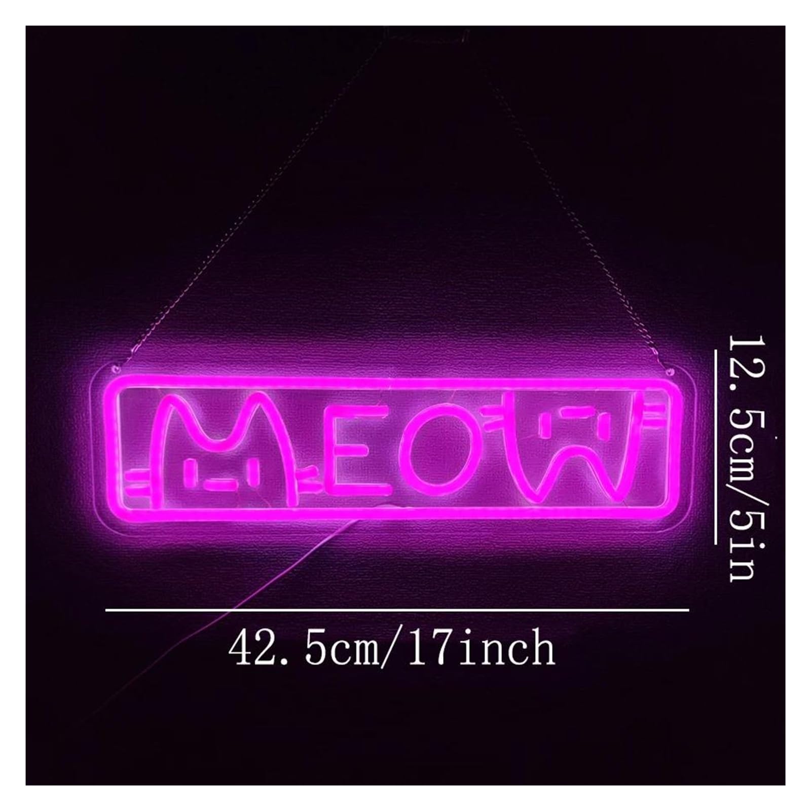 LED néon signe Chat Néon Meow Néon Signe USB Alimenté Chat Veilleuse Variable Pour Chambre Animalerie Décoration 12.5cm×42.5cm
