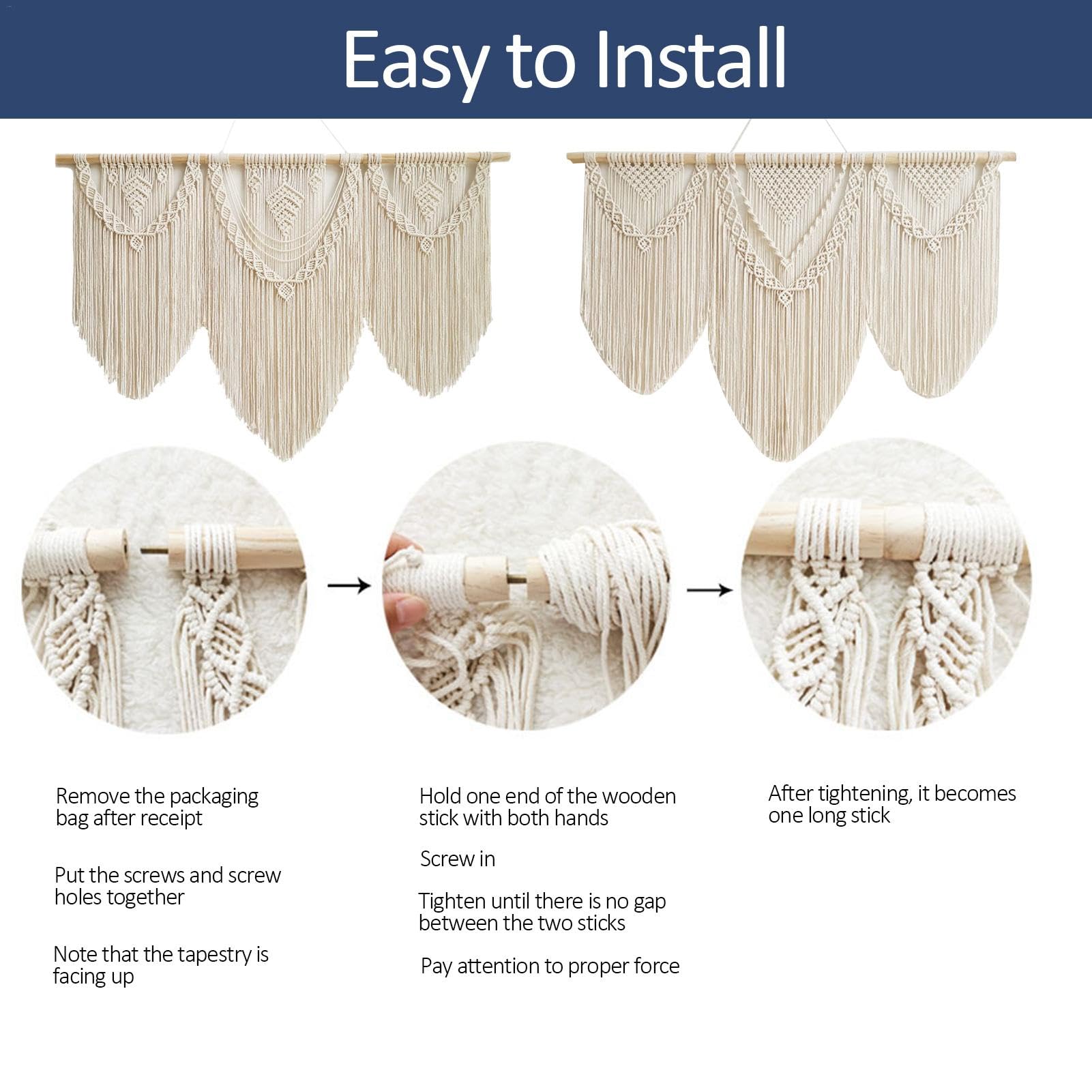 Tapiz de macramé para colgar en la pared, grande, bohemio, tejido hecho a mano, tapiz de cuerda de algodón, decoración de pared, decoración de pared bohemia para dormitorio, sala de estar,