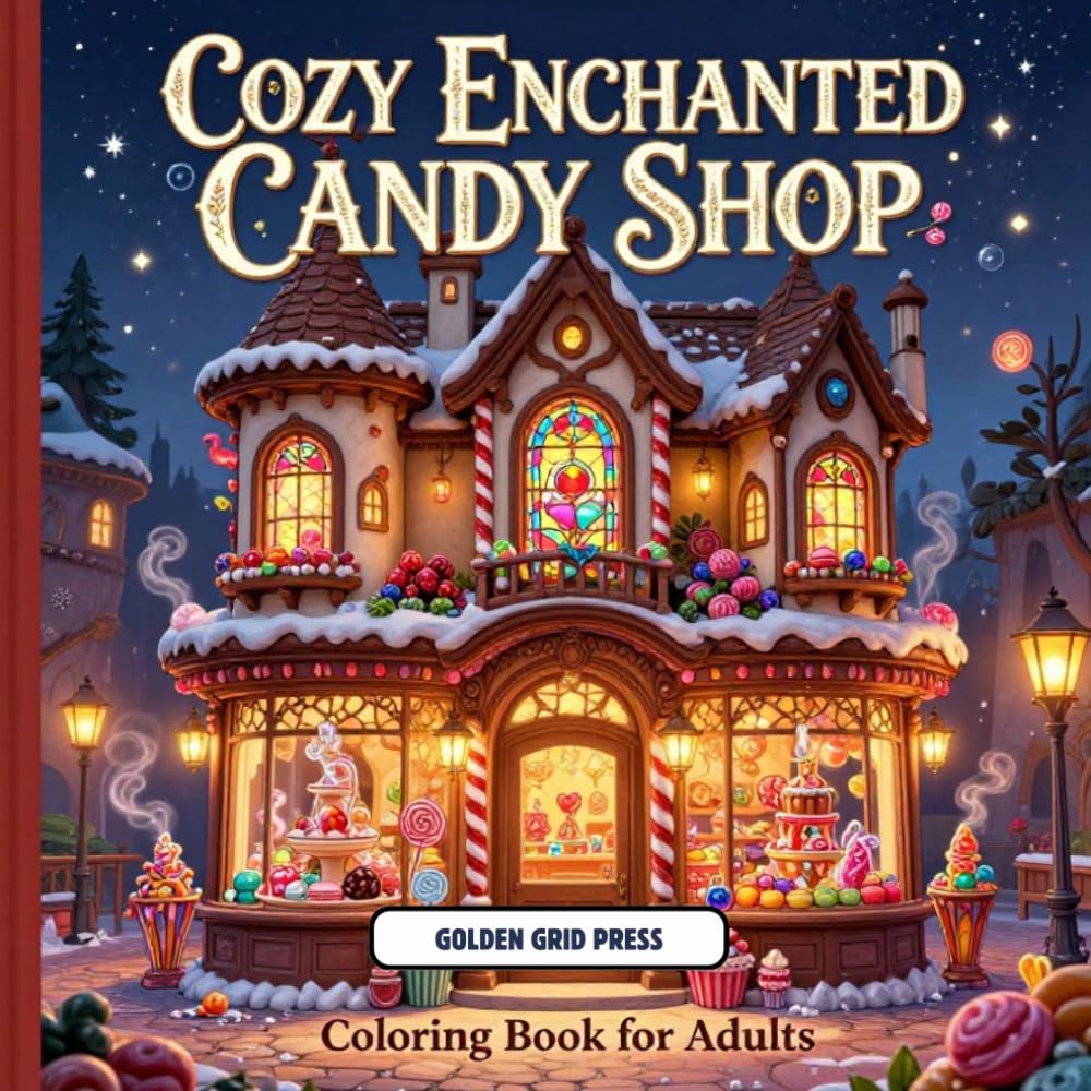 Cozy Enchanted Candy Shop Coloring Book for Adults: Relaxing Whimsical Sweet Shop, Cozy Treats & Fantasy Scenes