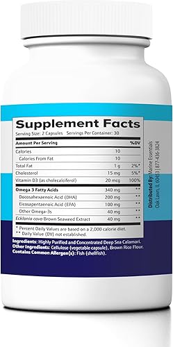 Miniatura 4 de Marine D3 Omega 3 Calamari Ecklonia Cava DHA (2 Botellas - 120 Cápsulas)