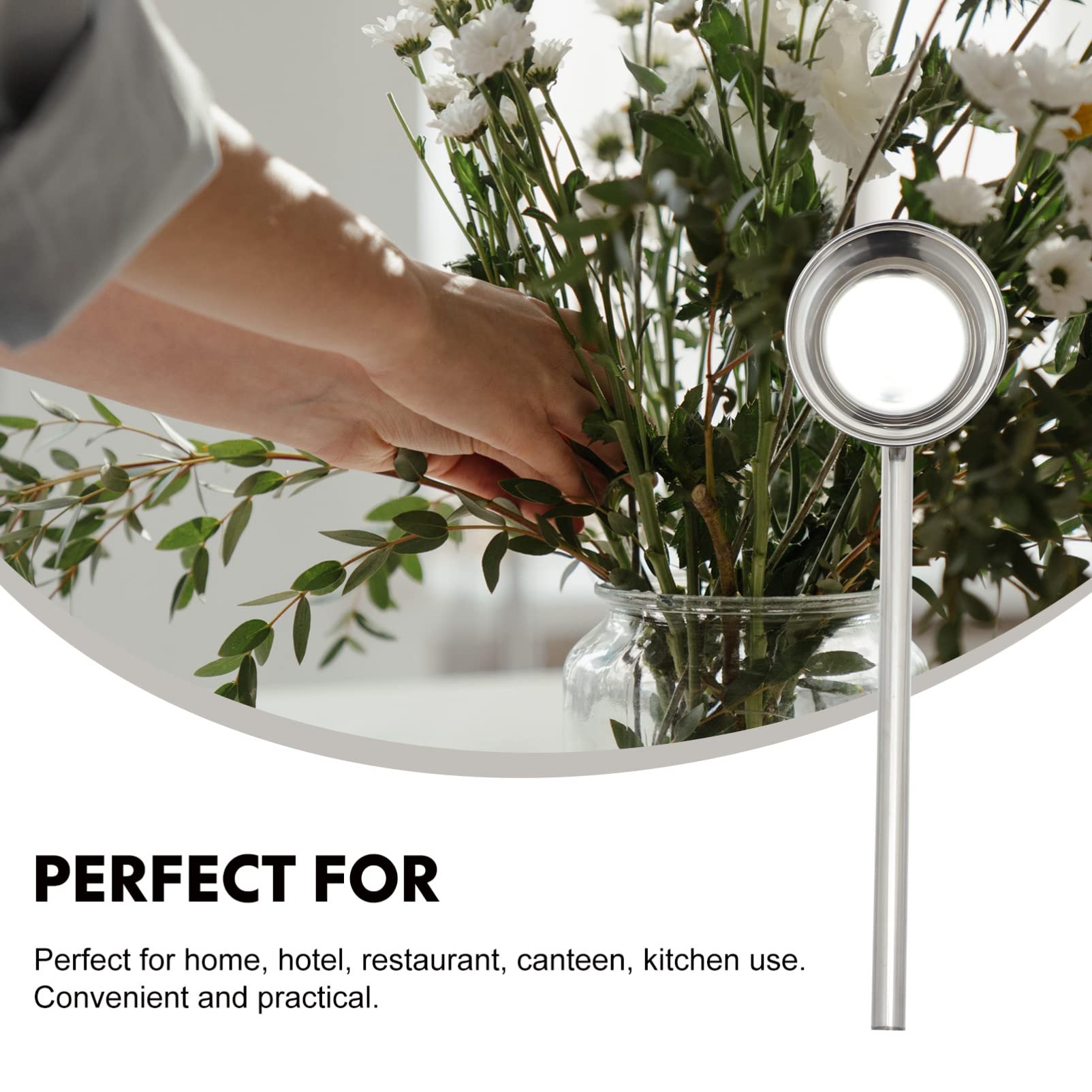 HANABASS Long Handle Water Ladle: Stainless Steel Soup Ladle Spoon Metal Water Dipper Shampoo Ladle Scoop Cup for Kitchen Bathroom Garden 56X16CM