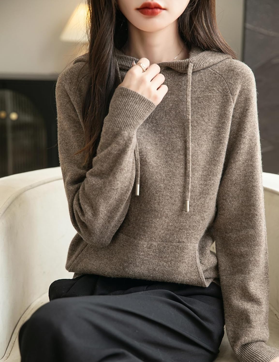 Chanyarn Women's 100% Merino Wool Hoodies 2025 Fall Winter Warm Soft Sweater Long Sleeve Knitted Sweatshirt with Pocket - Image 2