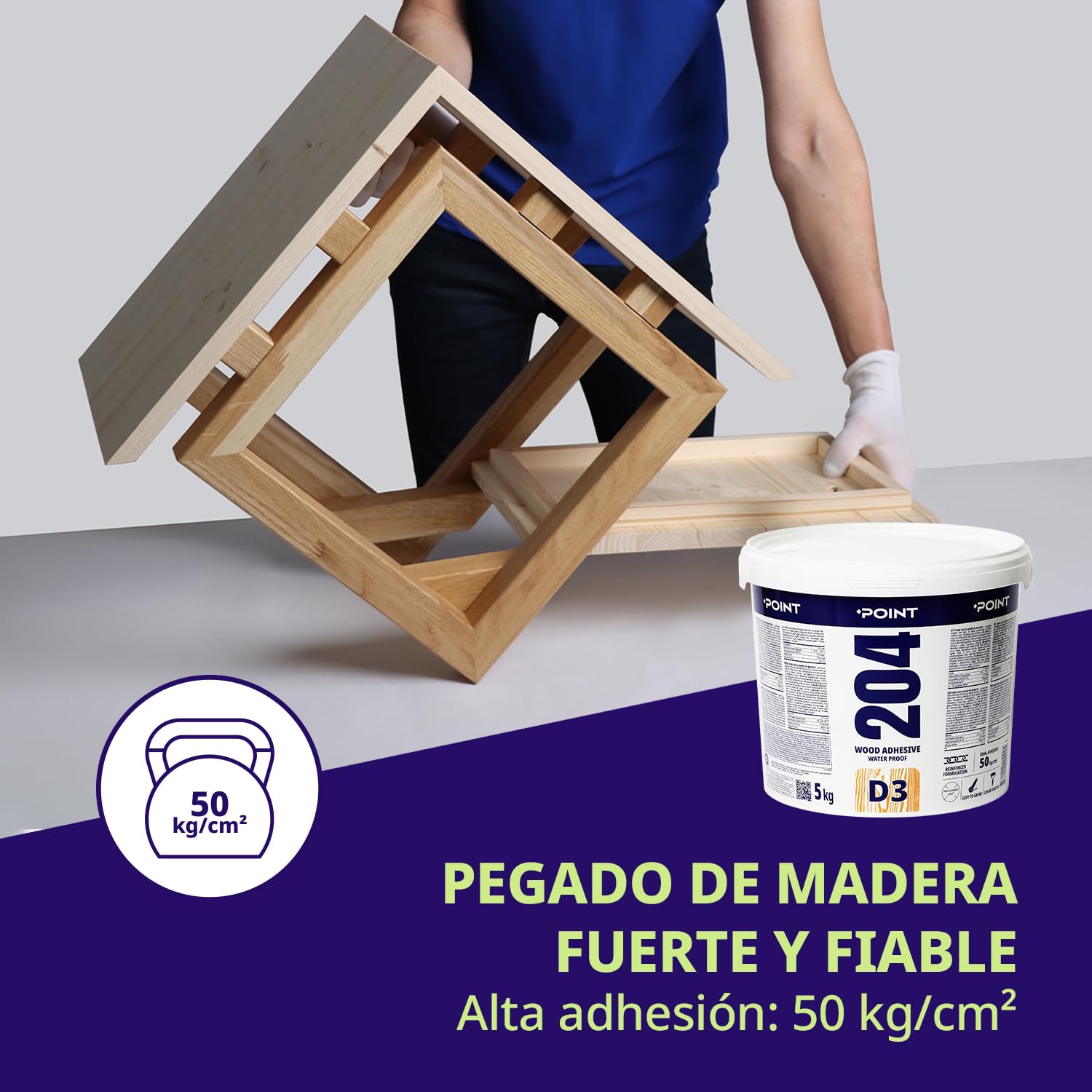 Pegamento para madera Pegamento fuerte de PVC D3 5 kg Pegamento para madera ultrafuerte resistente al agua para muebles, madera contrachapada MDF y más, secado rápido, pe