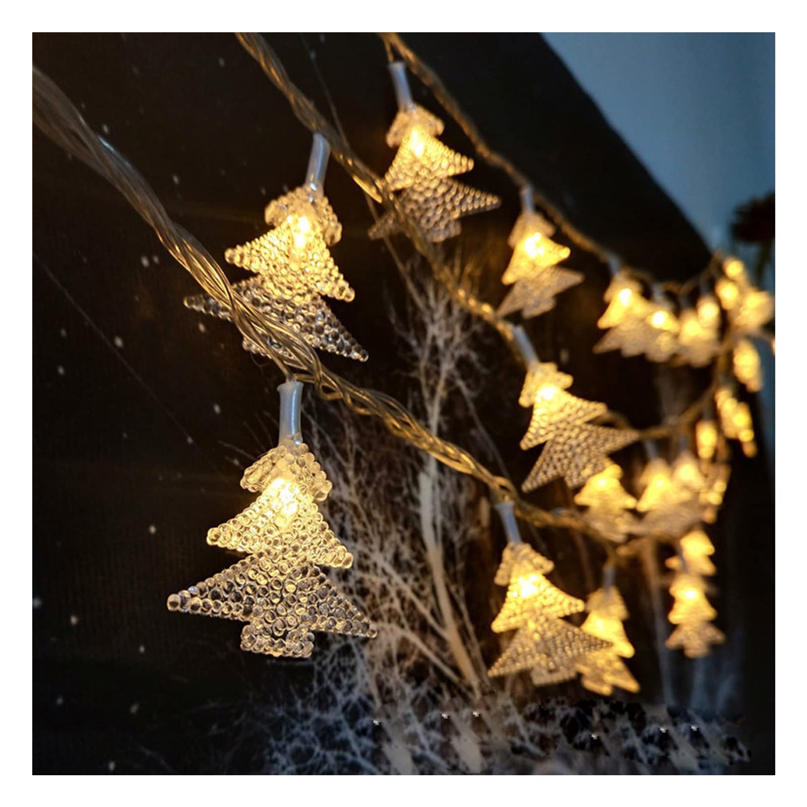 Łańcuch świetlny choinkowy na zewnątrz łańcuch świetlny zasilany bateriami LED mini lampki bożonarodzeniowe, łańcuch świetlny dekoracyjny do dekoracji imprezowych ciepła biel