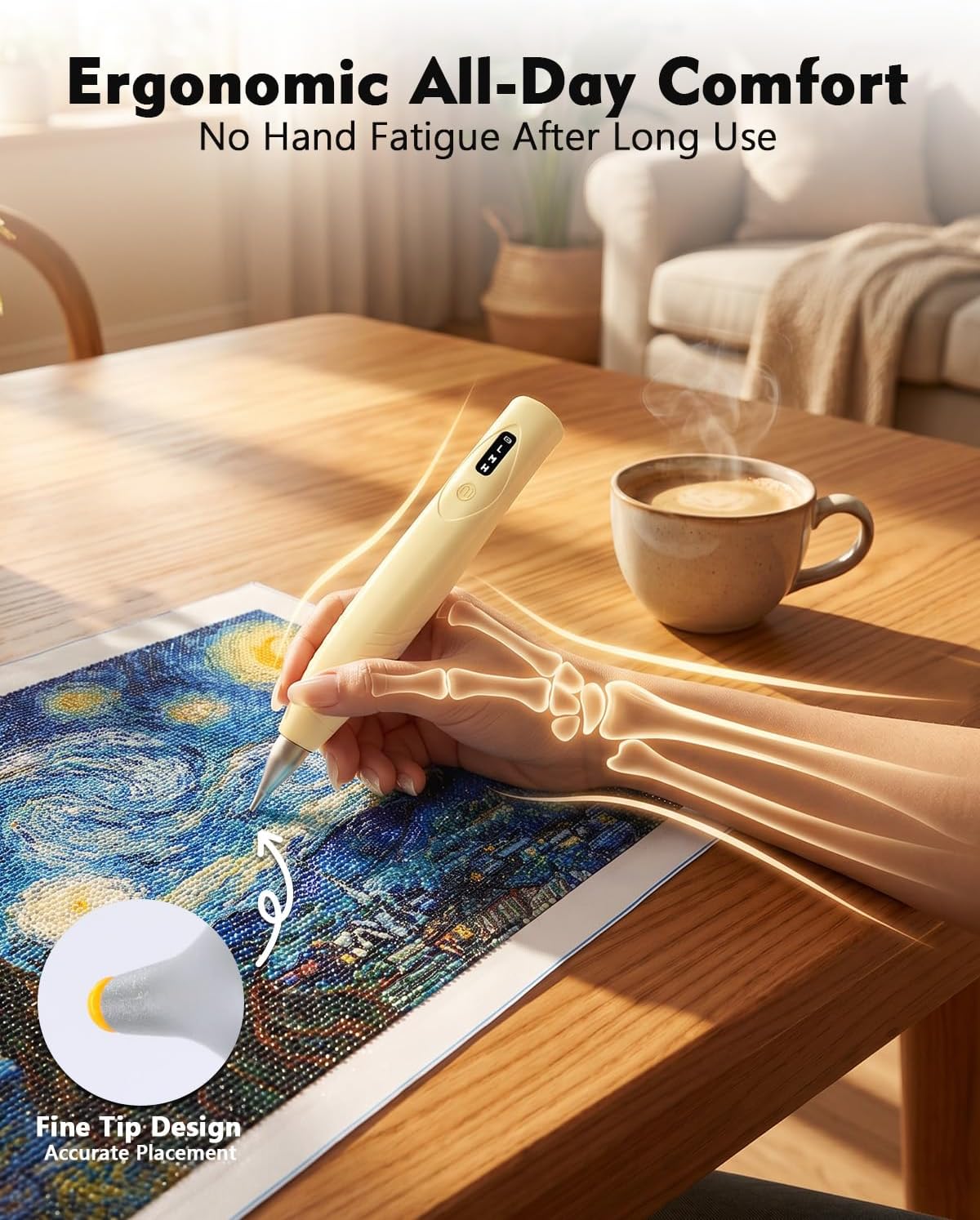Magicfly Electric Diamond Painting Pen, 6H Long Lasting Diamond Art Pen, Ergonomic Diamond Art Pens for 2.5-5mm+, Cordless & Quiet Diamond Painting Pens No Wax Needed for Adults, Kids & Craft Lovers