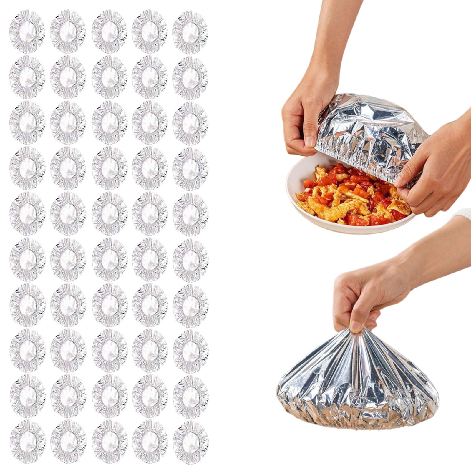 Aluminum Foil Food Cover, Reusable Elastic Heat Retaining Cover (50pcs)
