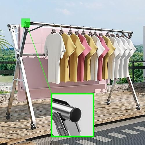 Miniatura 5 de Estante de secado de ropa de acero inoxidable, estante para secadora de ropa al aire libre, estantes para lavandería, tendedero plegable para
