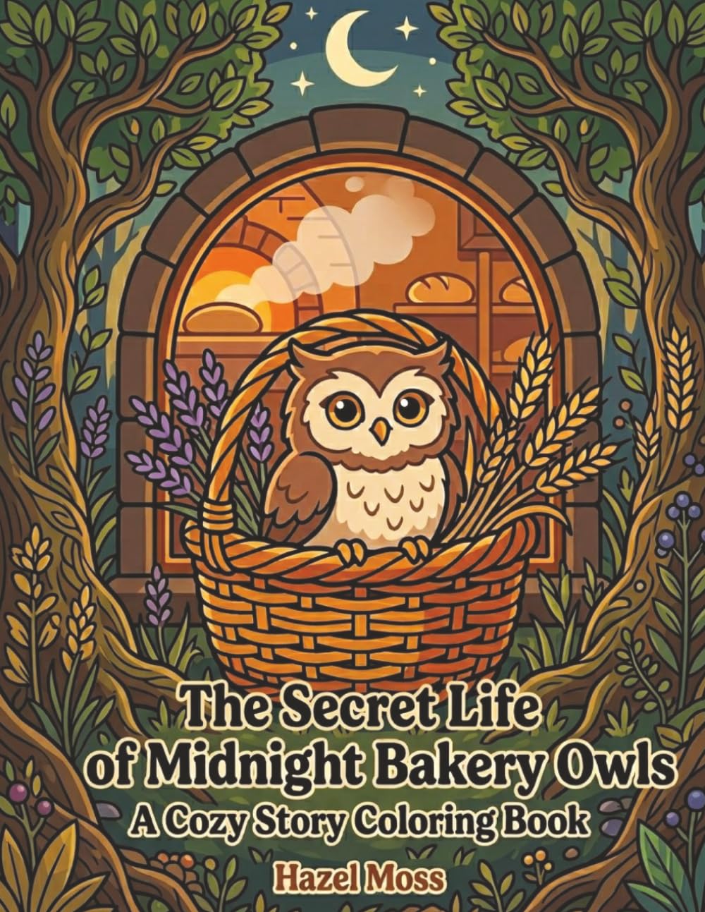 The Secret Life of Midnight Bakery Owls: A Cozy Story Coloring Book for Adults and Teens (Bold & Easy Line Art) (Cozy Vignettes Story Coloring Books)