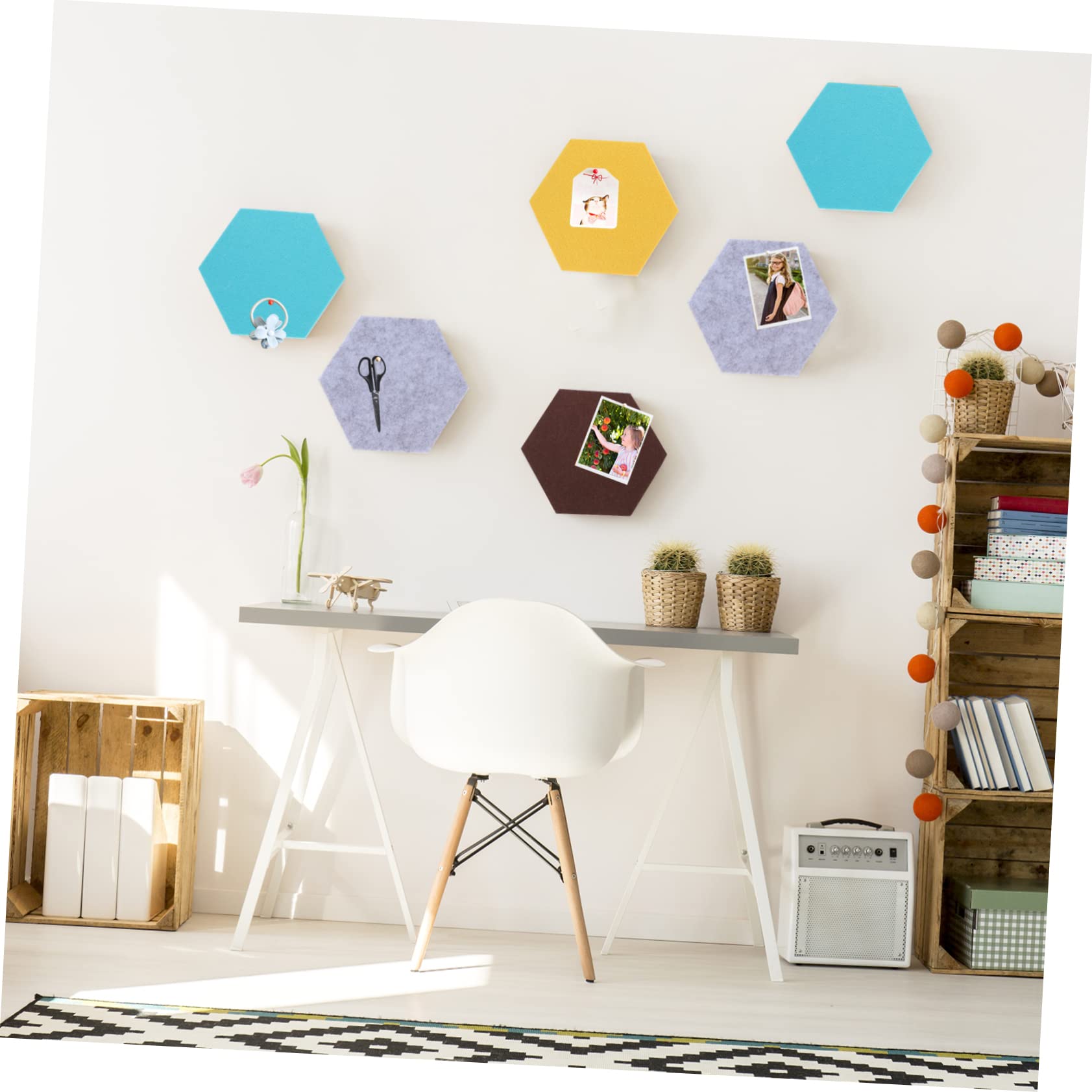 12-teiliges Filz-Wandboard – Selbstklebende Hexagon-Deko Für Notizen & Fotos, Rot