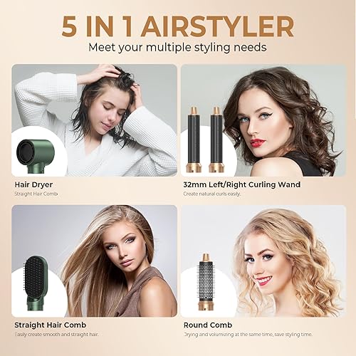 Miniatura 3 de Cepillo secador de pelo 5 en 1, juego de cepillos para secador de pelo de iones negativos, rizador de aire, rizador de aire, cepillo de aire