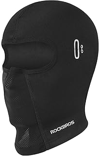 ROCK BROS Skull Cap with Glasses Holes Thermal Cycling Helmet Liner Running Beanie for Men Women Fits Under Helmets Black