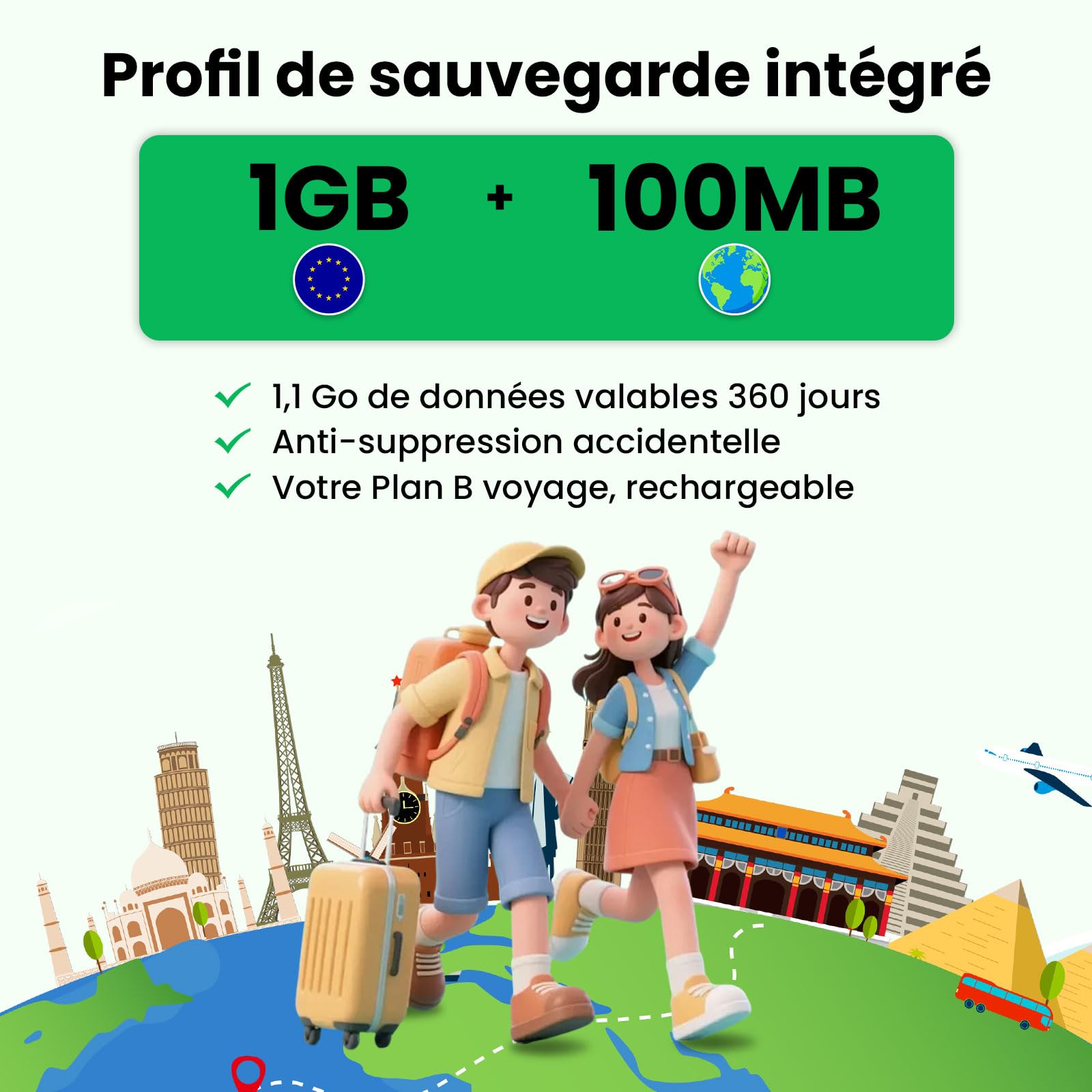 Adaptateur eSIM Physique EIOTCLUB pour Android, Rend Le Slot SIM Compatible eSIM, Inclut 1,1 Go (1 Go Europe + 100 Mo Global), Stocke 9 Profils, Solution Voyage Réutilisable