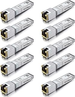 10G SFP+ RJ45 Copper Transceiver, 10GBase-T RJ-45 SFP+ Module for Cisco SFP-10G-T-S, Ubiquiti UniFi UF-RJ45-10G, Mikrotik, Fortinet, Netgear, D-Link, Supermicro, TP-Link (CAT.6a/CAT7, 30m) 10 Pack