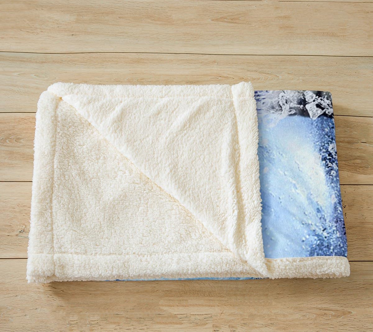 Homemissing Coperta in pile per bambini, orso bianco, per letto, divano, stampa orso, sherpa, coperta morbida e carina con animali sfocati, blu artico scenario regina 200 x 200 cm