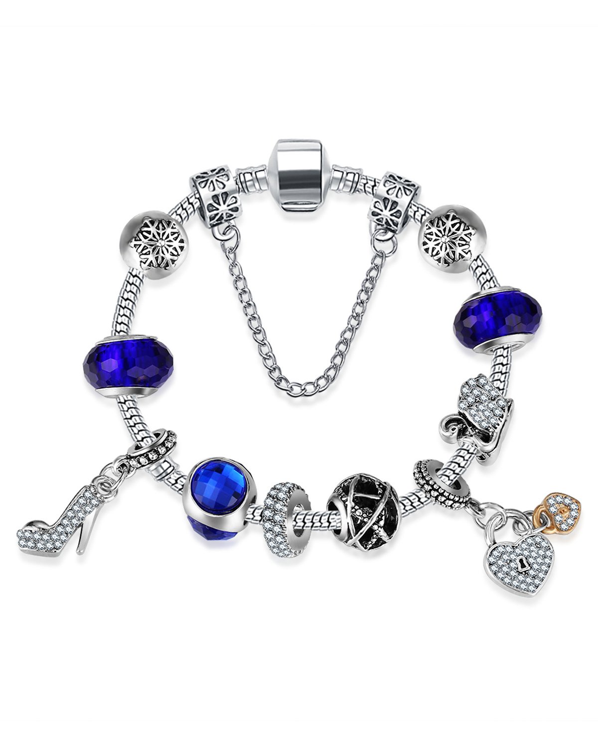Charismatic Charms Bracelets for Women Murano Glass Crown and Leaf Charm Bracelet For Girls
