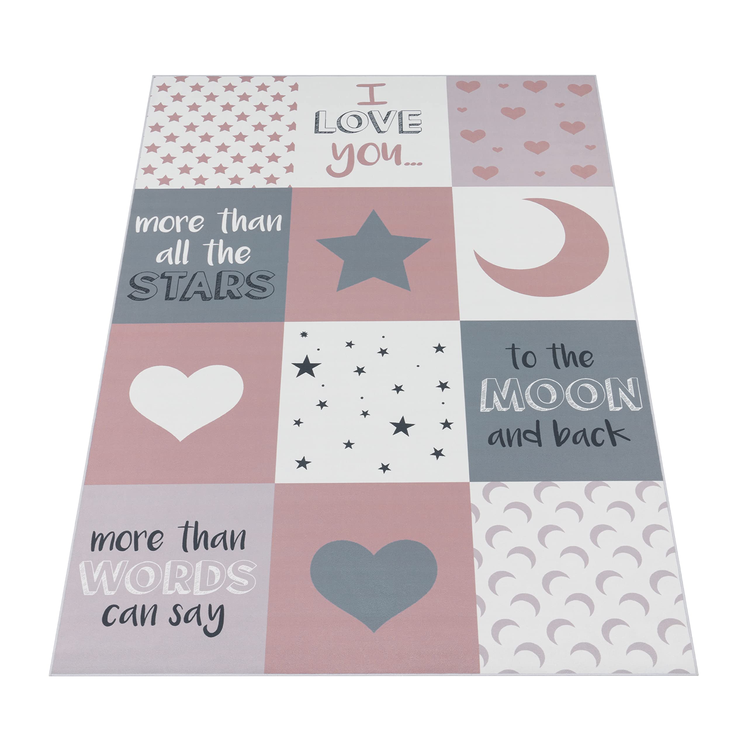 Tappeto Bambini Paco Home 180x280 Cm | Motivi Stelle E Luna | Grigio | Poliestere | Adatto Pavimento Riscaldato