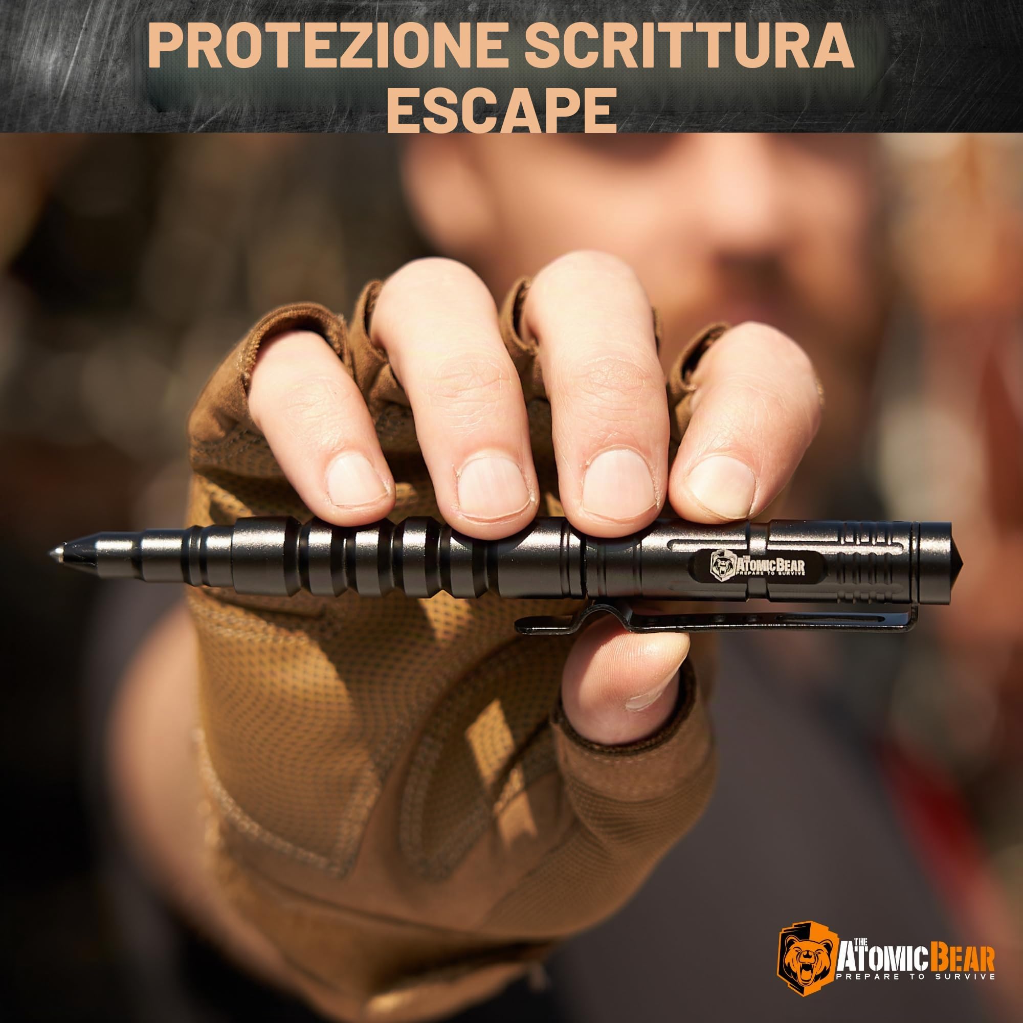 The Atomic Bear Penna tattica – Penna con interruttore finestra – utilizzata in polizia e attrezzature militari – Penne a sfera con 2° ricarica di inchiostro gratuita