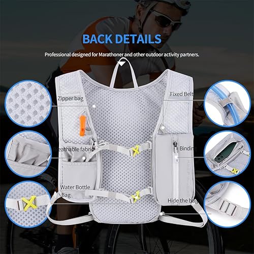 Miniatura 4 de Mochila de hidratación para correr, ligera, aislada, para senderismo, senderismo, correr, ciclismo, carrera, maratón, para mujeres y hombres