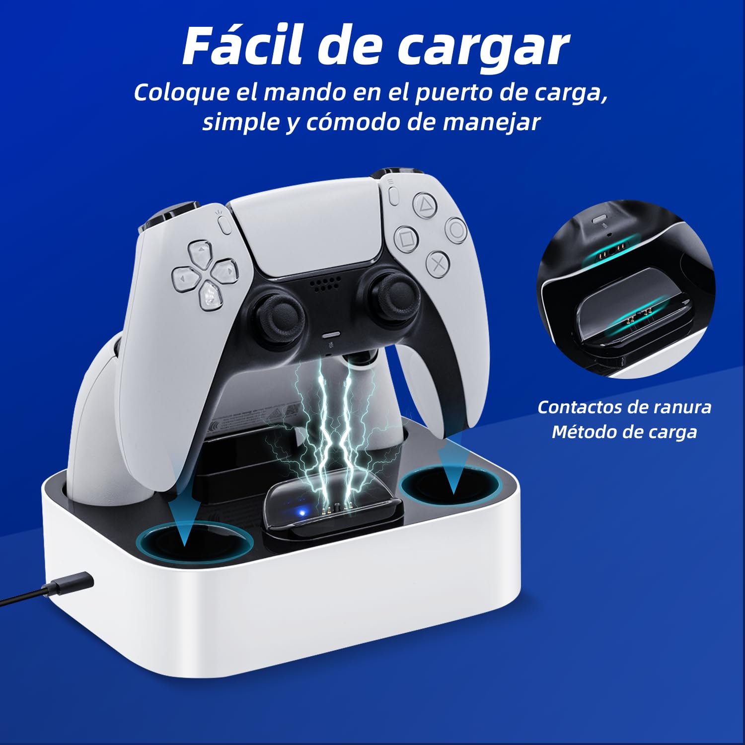 Cargador Mando para PS5, Base Estación de Carga para Accesorios de Mando para PS5 con Indicadores Luminosos LED/Carga rápida/Protección contra Cortocircuitos