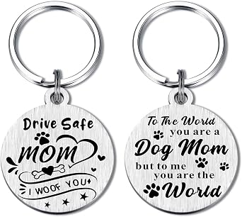 Alotozo Dog Mom Mothers Day Keychian - I Woof You Dog Mom Gifts - Christimas Birthday Thanksgiving Key Chains for Doggy Woman