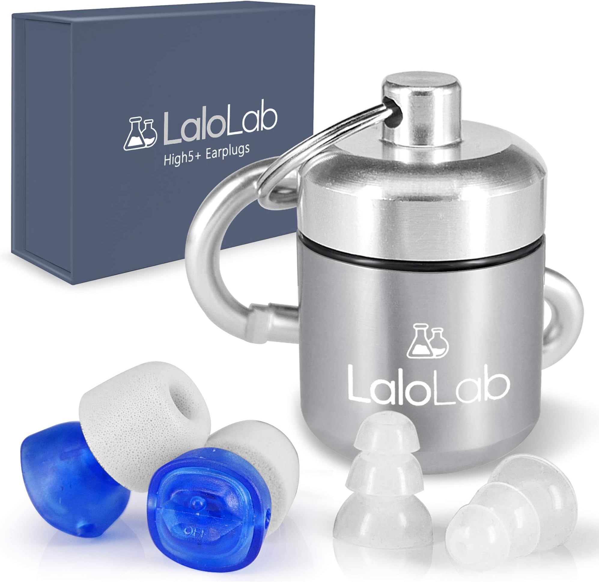 High Fidelity Ear Plugs with Cord โ Hear Sounds Without Noise โ Control The Volume - Optimal Fit with Changeable Ear Tips - Ideal for Concerts, Musicians, DJ, Clubs, Workers - Blue Filter & Gray Case
