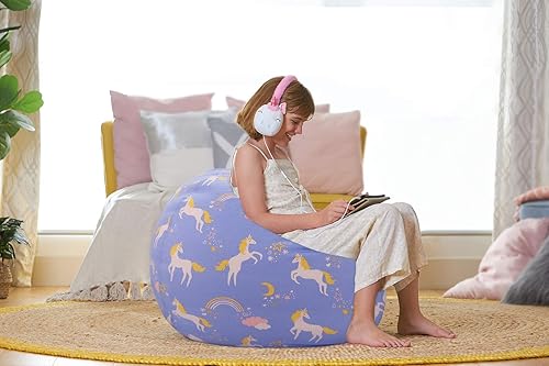 Miniatura 227 de Aubliss - Funda para organizar juguetes de felpa, se convierte en un puf cuando se rellena Se convierte en un puf para niños cuando está lleno. Aqua