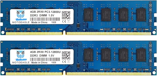 Motoeagle 8GB Kit (4GBx2) DDR3 DDR3L 1600 MHz UDIMM 4GB RAM 2Rx8 PC3 PC3L 12800U 1.35V/1.5V 240-Pin Desktop Memory
