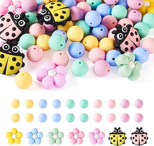 Miniatura 14 de Beadthoven - Cuentas de silicona de 0.59 pulgadas (0.591 in) con diseño de animales del bosque otoñal, cuentas focales rústicas para Acción