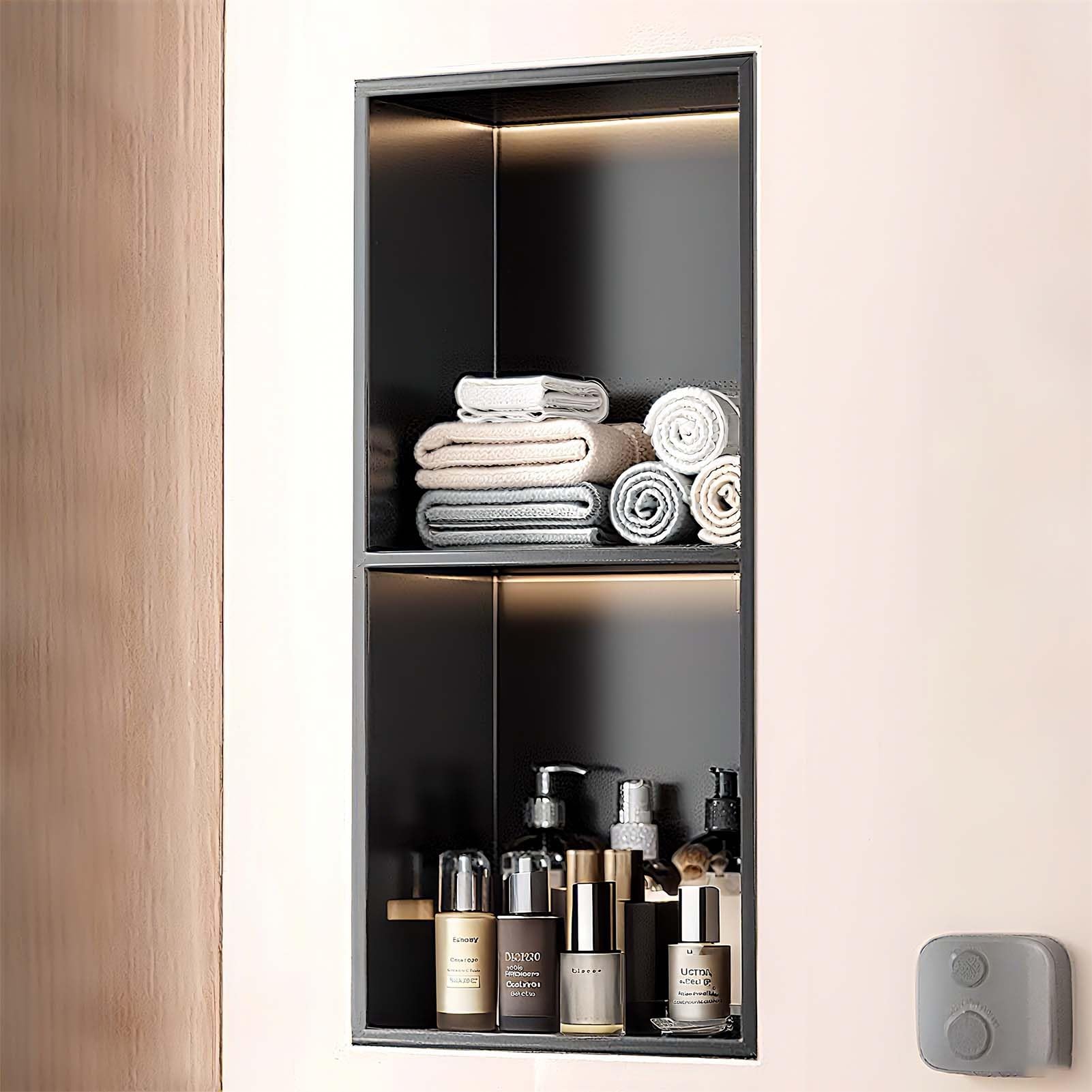 Étagère de douche encastrée anti-moisissure en acier inoxydable, range-shampooing étanche 90cm