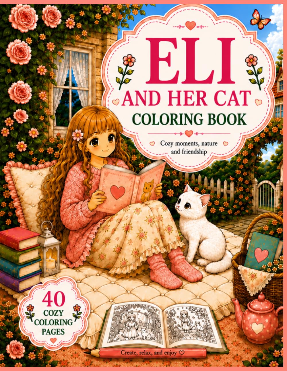 ELI AND HER CAT COLORING BOOK: 40 Cozy Coloring Pages Featuring Nature, Friendship and Relaxing Moments