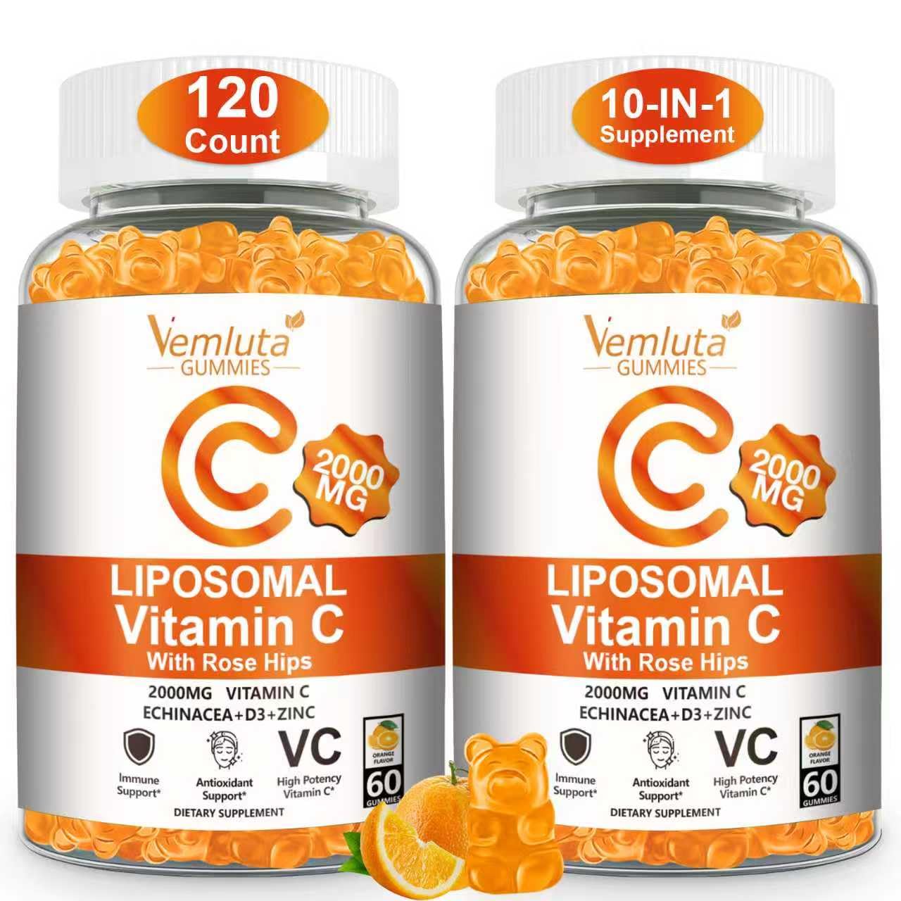 lipo naturals liposomal vitamin c 2 pack Vemluta 2000mg Gummies 60 Count (Pack of 2) Liposomal Vitamin C | Enhanced